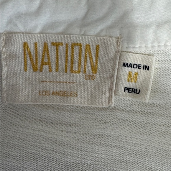 Nation LTD Snap Front Balloon Sleeve Burnout Henley Top in Cream - Medium - Picture 5 of 7